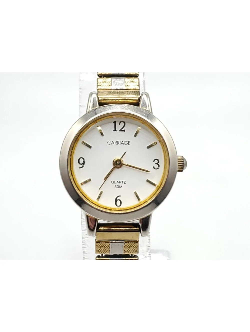 Carriage By Timex Quartz Watch Womens New Battery Two-Tone Expandable Band 20mm